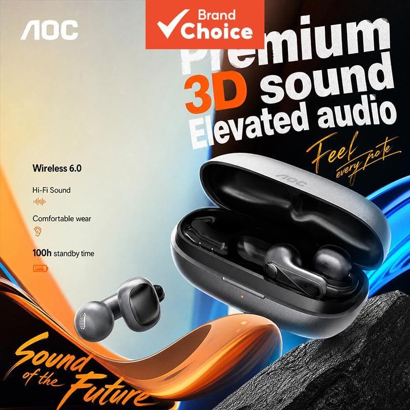 Fones de Ouvido AOC ACD4614, Fones Bluetooth, Fones de Ouvido com Cancelamento de Ruído para Chamadas, Operação por