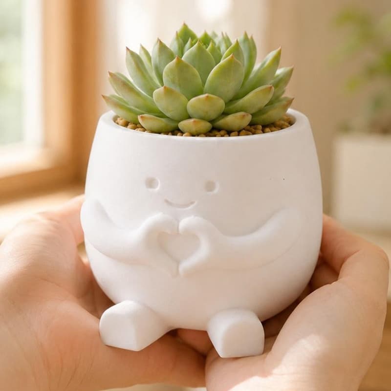 Mini Vaso De Desenho Animado Impresso Em 3D Decoração De Escritório-Flores Para Cultivo De Suculentas Jardim