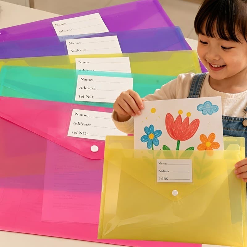 Pastas De Arquivo De Plástico Coloridas De 10 Unidades-Saco De Armazenamento De Escritório Escolar Envelopes-Com Etiquet