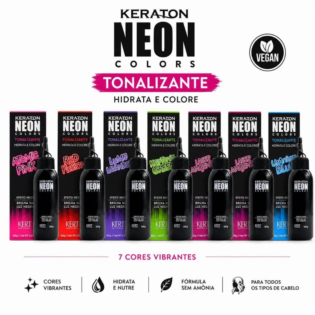 Keraton Neon Colors Tonalizante Colorido Sem Amônia - Escolha Sua Cor Ideal