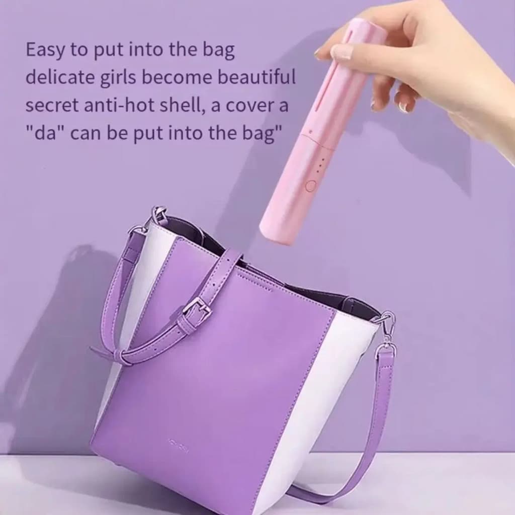 Mini Pente Alisador Chapinha Recarregavel De Bolsa Viagem Rosa