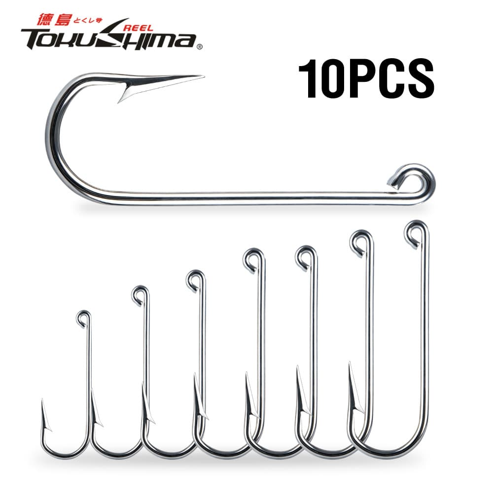 10 Pçs De Aço Inoxidável Aberdeen Ganchos De Pesca Haste Longa 6 #-11 Ultra Afiado Farpado Gabarito Anzol Equipamento De