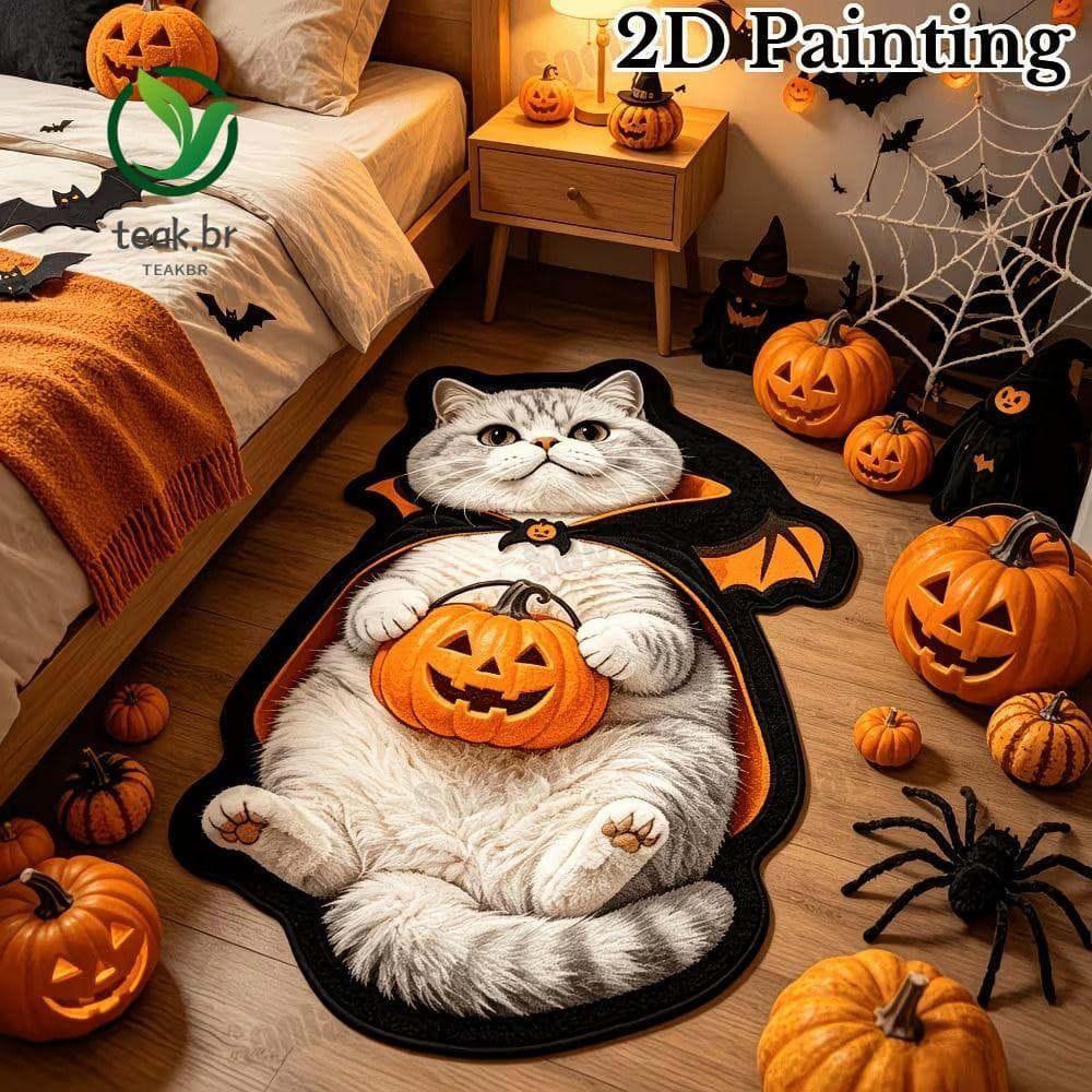 Tapete De Área Em Forma De Gato TEABR , Antiincrustante E Fácil De Limpar Para Decoração De Casa Antiderrapante De Desen