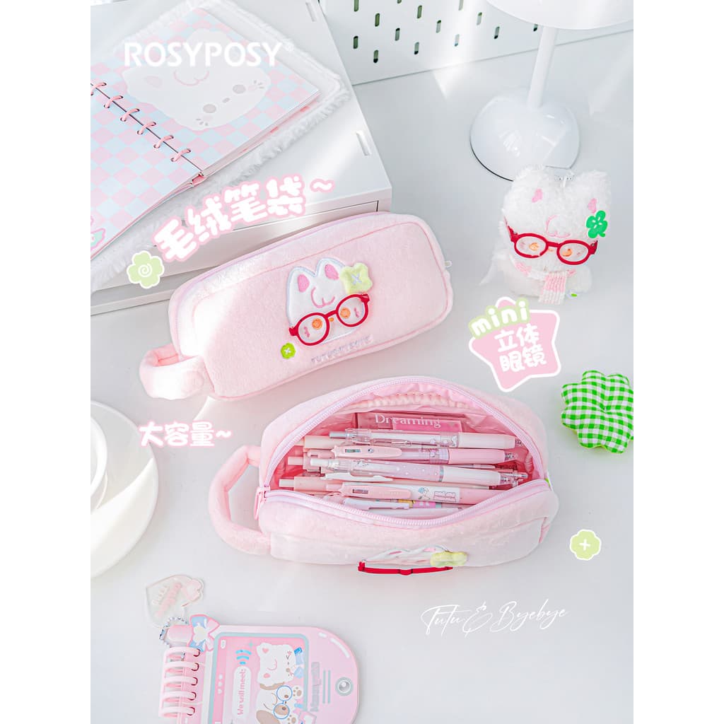 RosyPosy Estojo de pelúcia macio de alto valor estilo ins Bolsa de papelaria Bolsa de armazenamento para câmera de menin