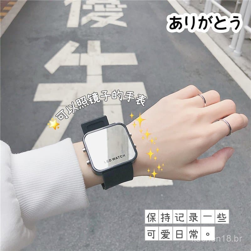 Modelo popular usado por Wang Yibo e Xiao Zhan, relógio digital feminino estilo estudante de celebridade da internet, re