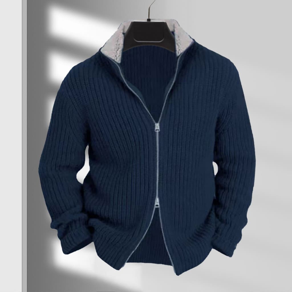 Autumn Sweater Coat Knitted with Zipper Men's Stand Collar Cardigan Thick Knitwear Long Sleeve Jacket Casual Business We