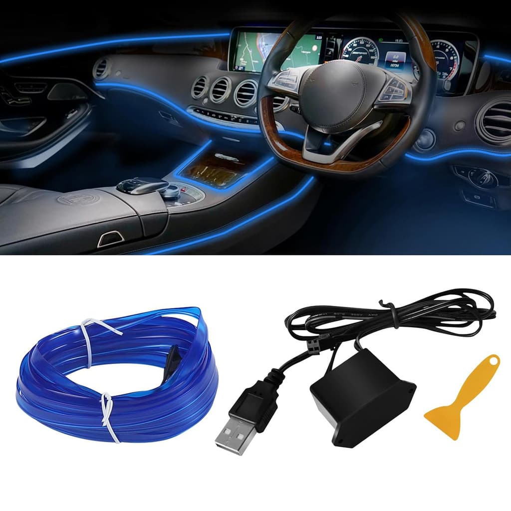 5M EL Wire Interior Do Carro Tiras De LED Luzes 16FT USB Auto Neon Light Strip Eletroluminescente Veículo Iluminação Amb