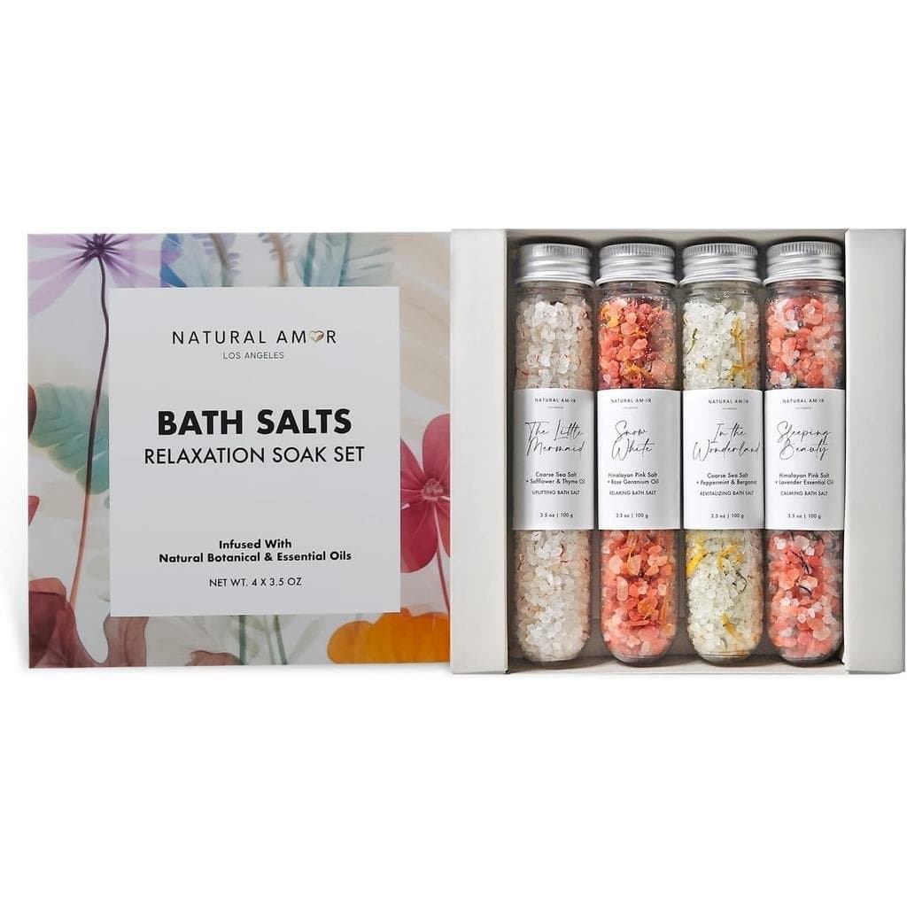 Conjunto de Presente de Sal de Banho Artesanal, 6 Peças, 100% Natural, Aromatizado com Óleos Essenciais, Presente para M