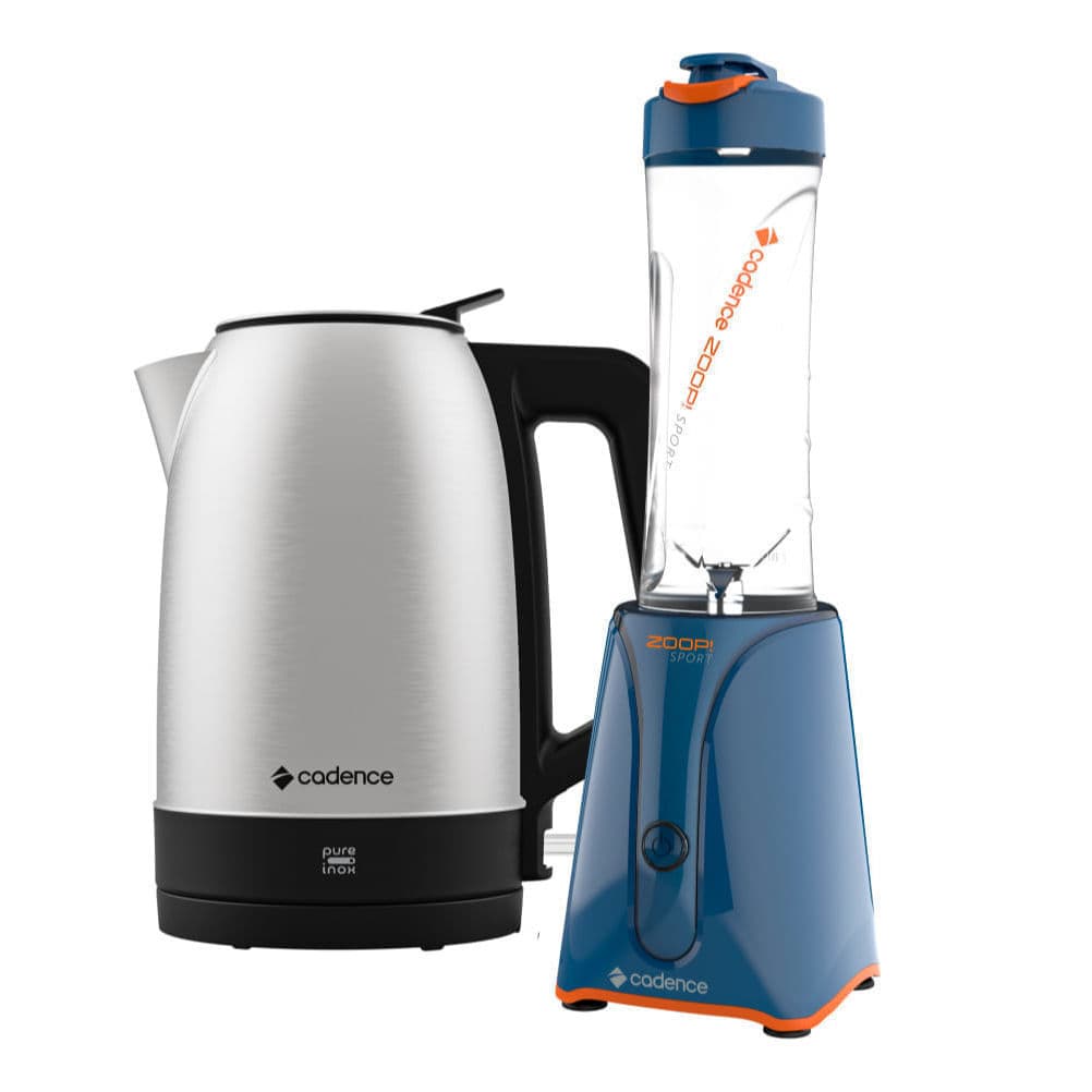 Kit Blender Zoop Sport e Chaleira Elétrica Inox Cadence