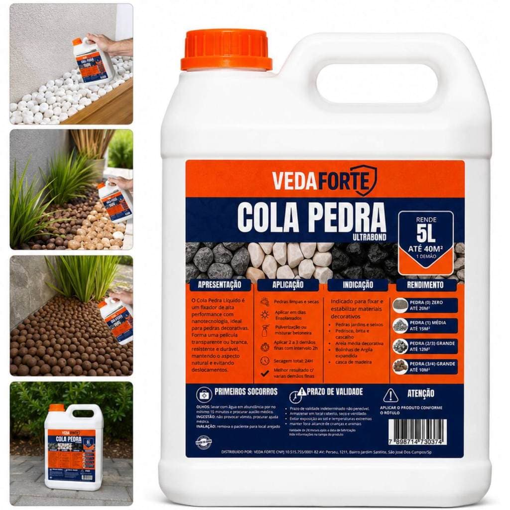 Cola Pedra Fixador de Pedras para Jardim Veda Forte 5 Litros