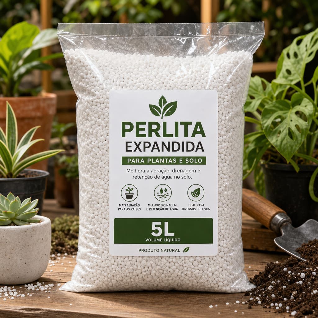 Condicionador de Solo Perlita Expandida 5 Litros – Substrato Plantas Orquídeas Cactos Hortas