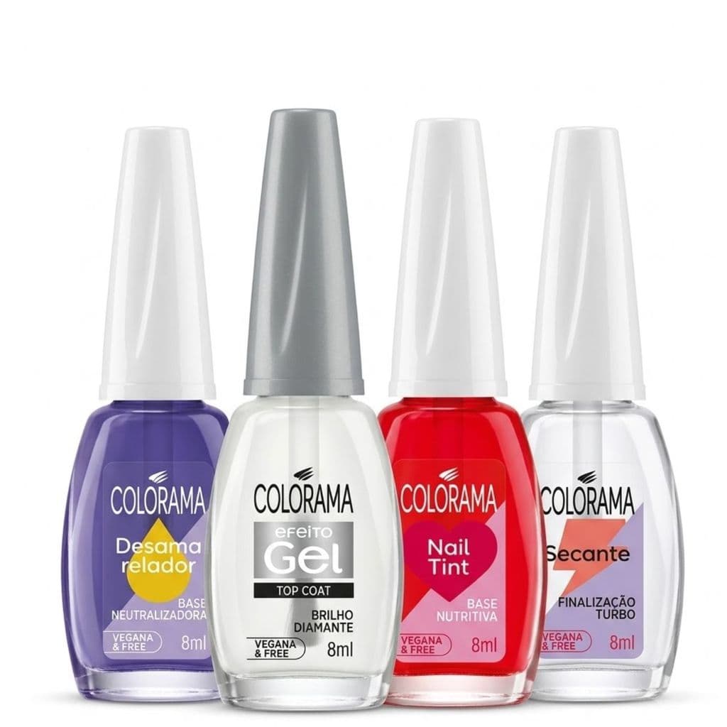 Kit 4 Colorama Desamarelador Gel Nail Tint Secante  colo 8ml