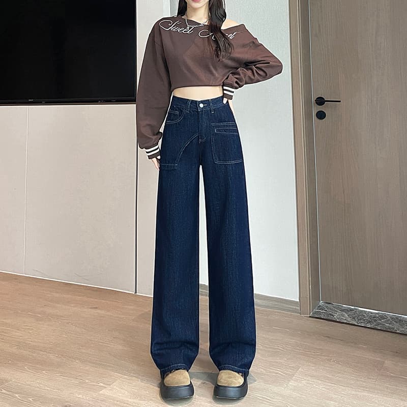 Americano Retro falso de duas peças novo Casual Jeans reto roupas femininas