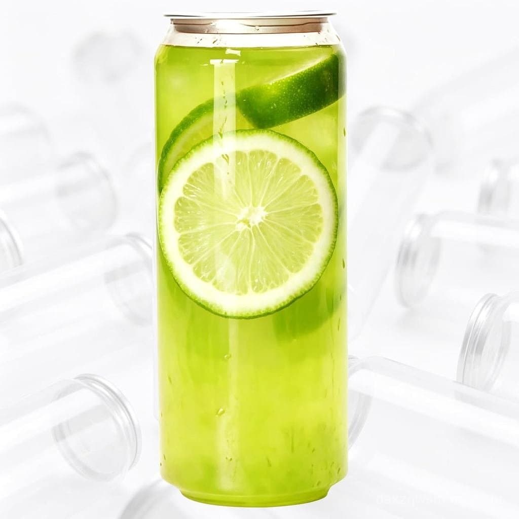 GregYoung Pacote com 100 Latas Plásticas Transparentes para Refrigerante com Tampas, 16.9OZ(500ml) Garrafas PET Vazias p