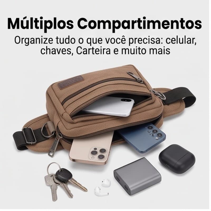 Pochete Esportiva Multifuncional em Lona – Estilo e Praticidade para o Dia a Dia