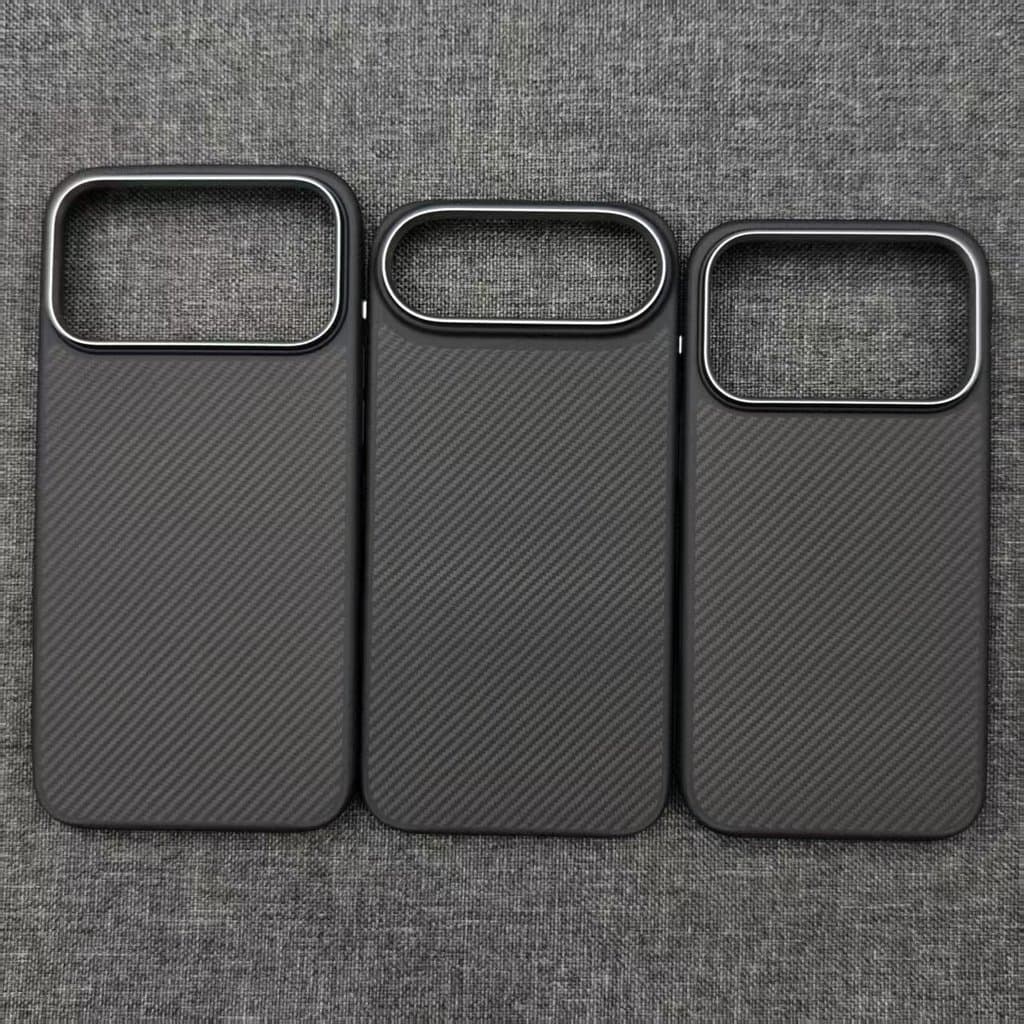 Capa De Telefone De Carregamento Sem Fio De Fibra De Aramida Premium Para iPhone 17 Pro Max 17Pro Moldura De Lente De Me
