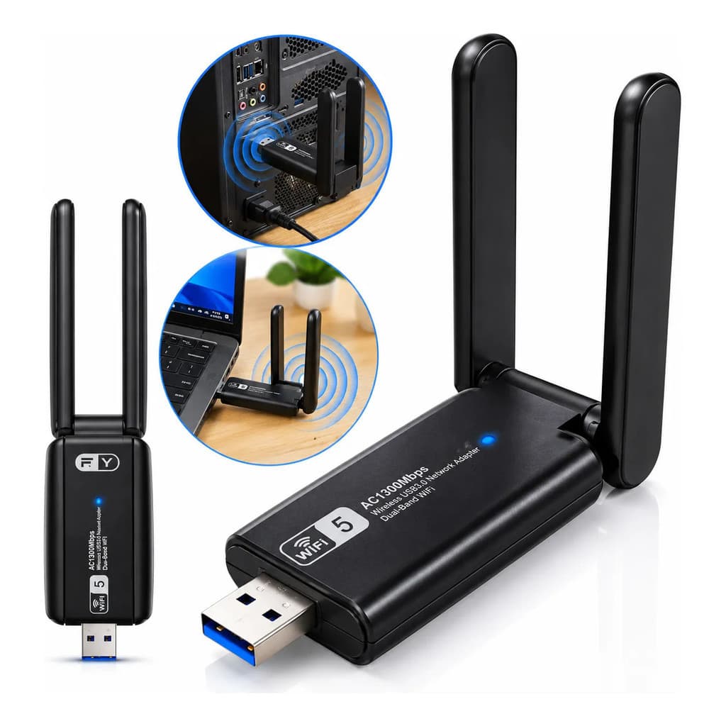 Adaptador Wifi Usb Bluetooth 1300mbps Dual Band Wireless 5gh