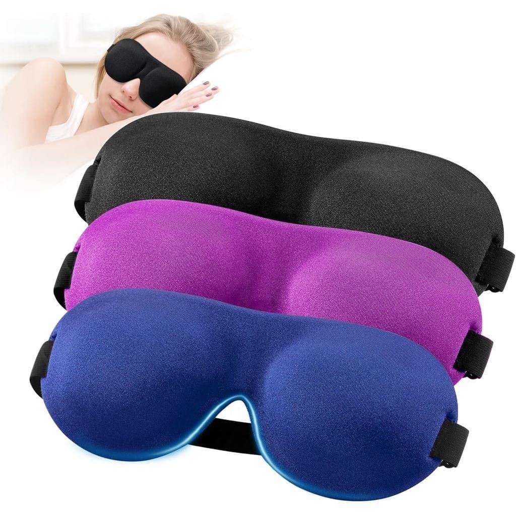 Máscara de Dormir YIVIEW para Quem Dorme de Costas e de Lado, Pacote com 3, Máscaras Oculares 3D com Bloqueio Total de L