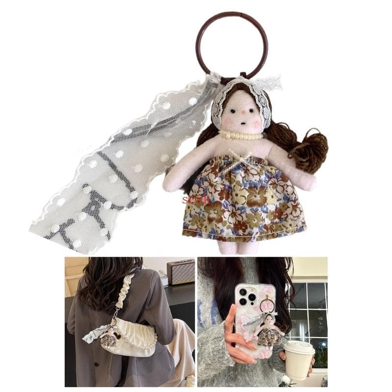 scek Vestido Renda Boneca Chaveiro Pingente Elegante Saco Charme Jóias