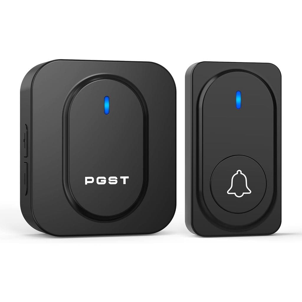 Campainha Sem Fio PGST, Fácil Instalação, Mini Campainha à Prova d'Água, Ajuste de Volume em 7 Níveis, Alcance de 300 Me