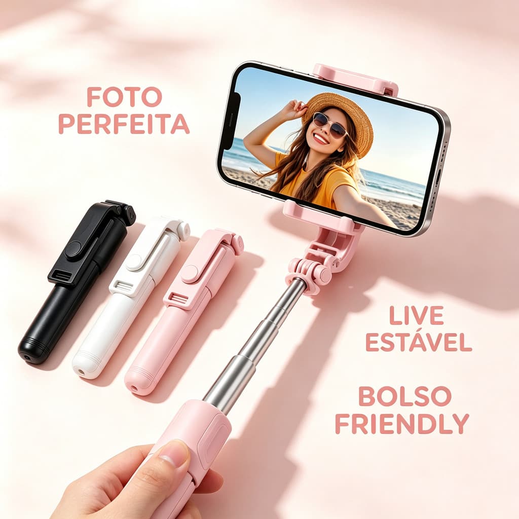🔥 Bastão De Selfie 2 Em 1 Com Tripé Bluetooth 5.2 | Rotação 360° Retrátil ABS Para Fotos E Lives