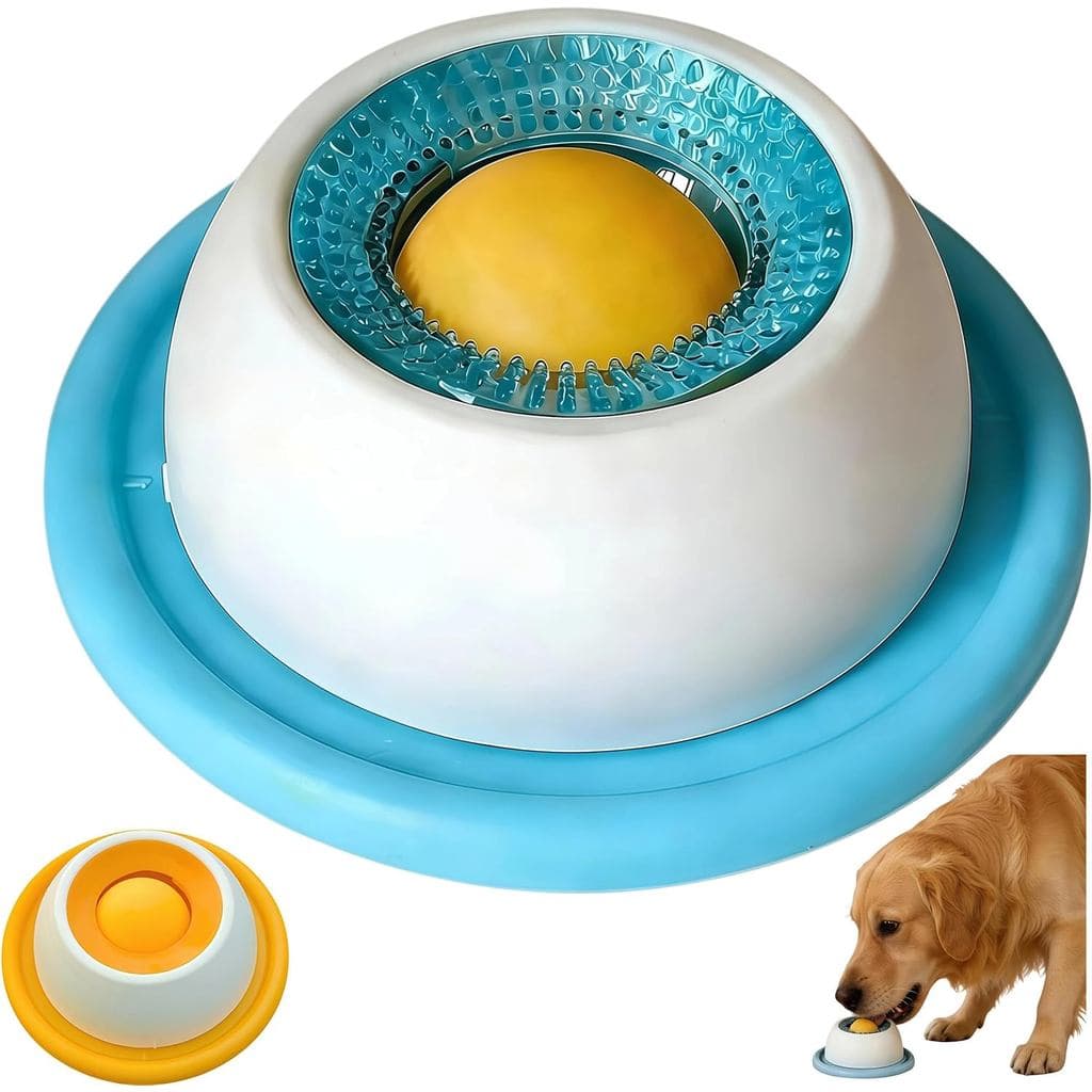 Tigela de Alimentação Lenta para Cães com Bola de Lamber - Brinquedo Durável para Aliviar a Ansiedade, Dispensa Líquidos