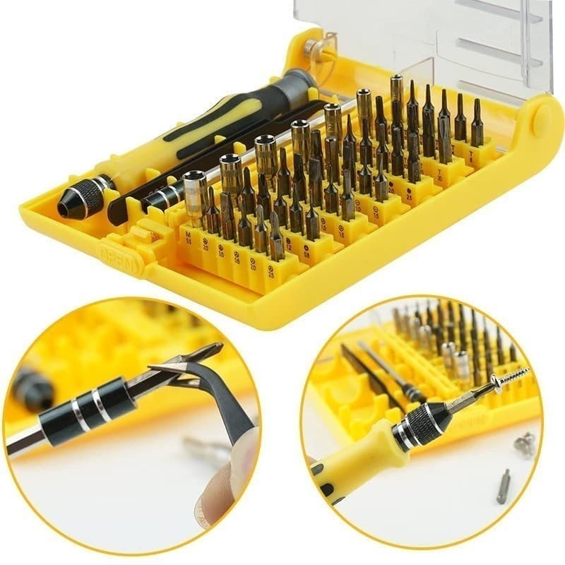 Maleta Kit de Chaves com 45 peças para Manutenção C/ Ímã Pinça e Chave Resistente P.HQ