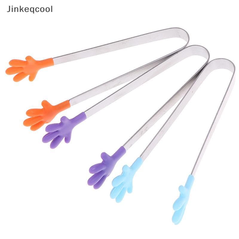 Jqbr Silicone Aço Inoxidável Cozinhar Cozinha Pinça De Gelo Comida Churrasco Salada Clipe De Mão QDD