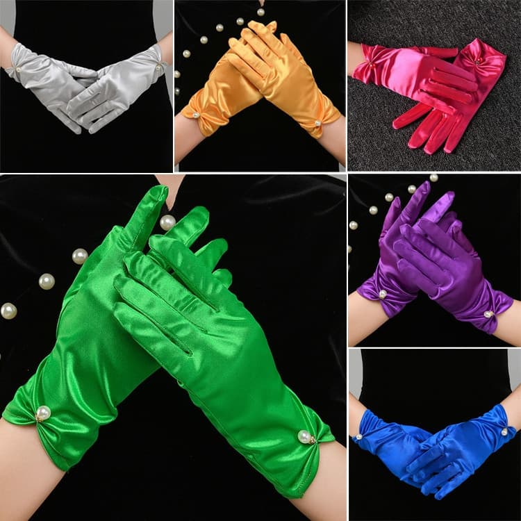 Luvas De Noiva Sation Luva De Casamento Várias Cores Curtas E Elegantes Vintage Com Pêra