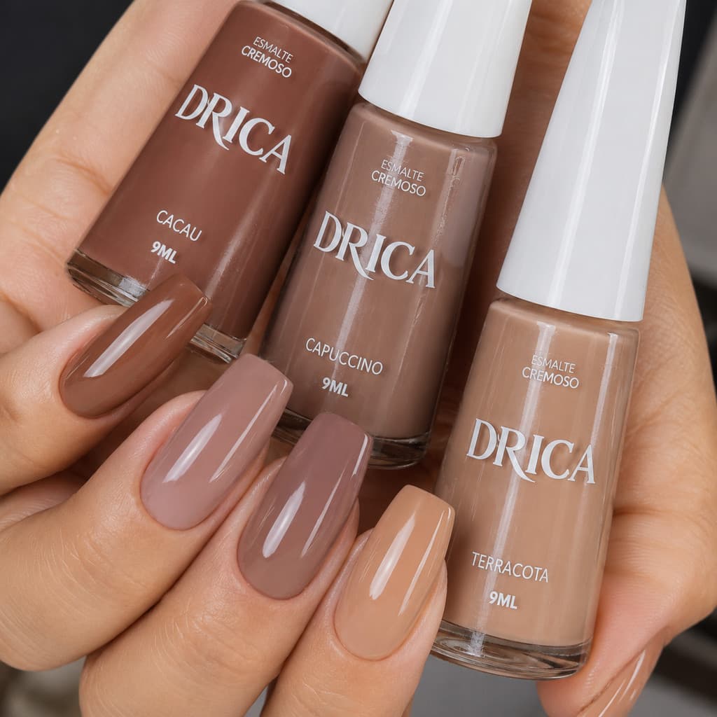 Kit 3 Esmaltes Drica Tons Nude Marrom Terrosos Cremoso
