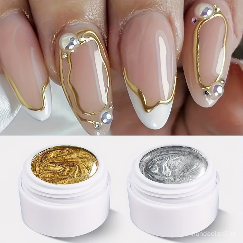69441XEIJAYI 2 Peças de Esmalte em Gel Metálico, Arte Criativa, Elástico, Pintado com Cola, Modelo 8403