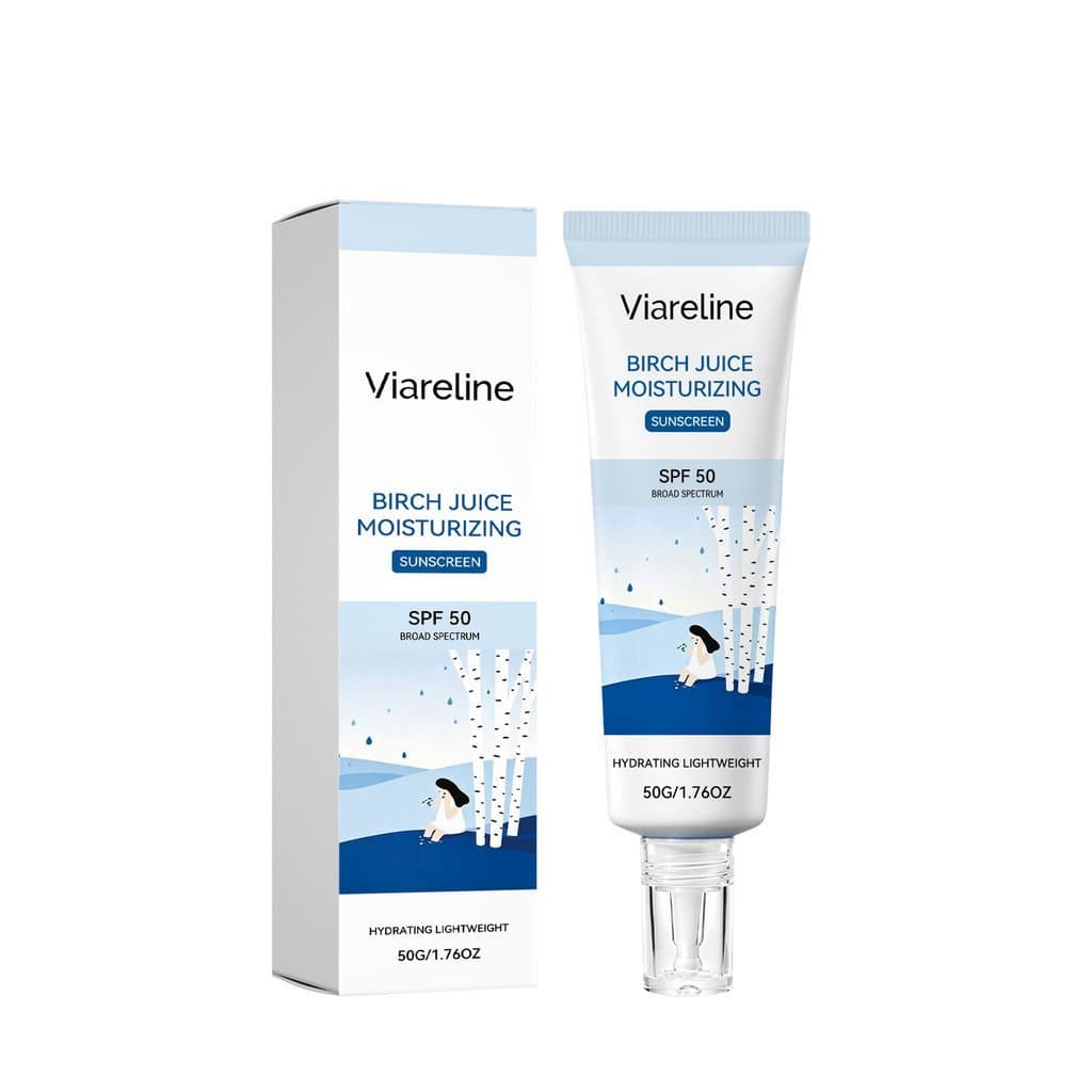 2Pcs Viareline Birch Juice Protetor Solar Hidratante SPF50 Proteção de Amplo Espectro UVA UVB Solar Leve e Hidrata