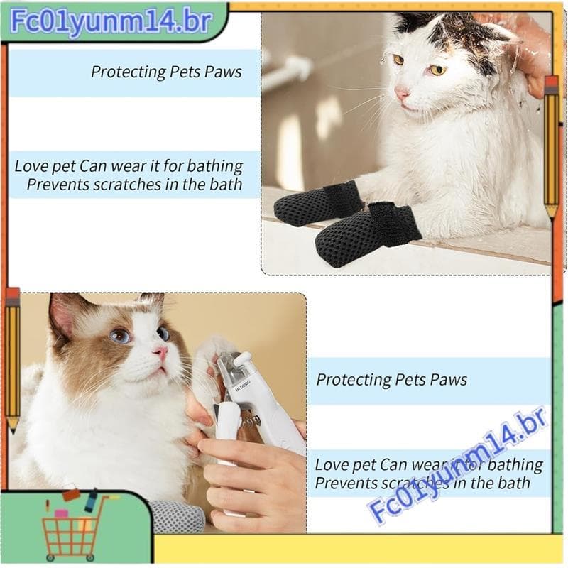 Para Gatos Luvas 8 Pçs Capas De Garra De Gato , Botas De Sapatos Evitar Arranhões Meias Ajustável Malha Respirável Filho