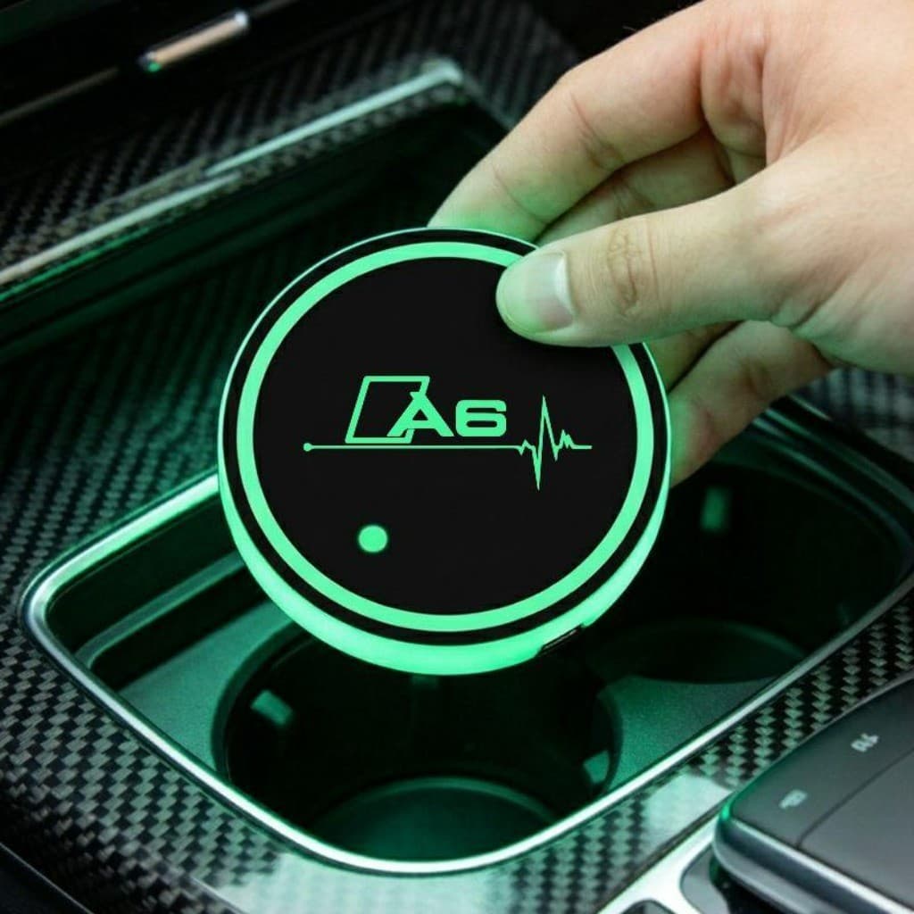 7 Cores Sensor de Luz e Movimento Tapete Porta Copos LED Artigos Automotivos For Audi A6 Sedan Avant Allroad
