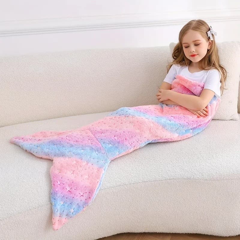 Cobertor Brilhante De Cauda De Sereia , Vestível De Pelúcia Adequado Para Adolescentes , Saco De Dormir De Unicórnio