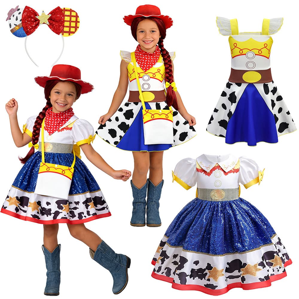 2026 Personagem Do Filme Ocidental Cowgirl Jessie Traje Para Meninas Tema De Aniversário Carnaval Festa Fantasia Vestido