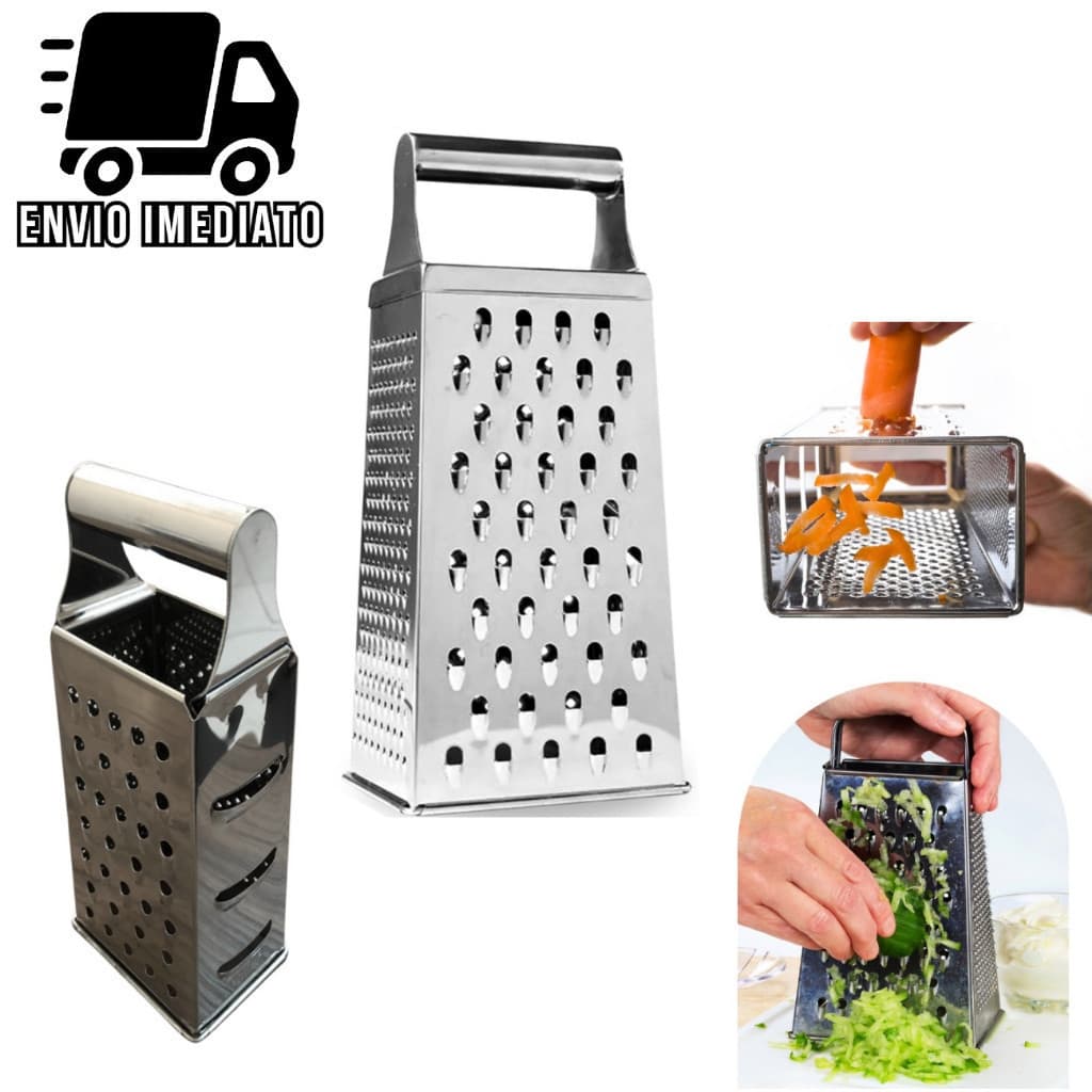 Ralador de Legumes e Queijo Fatiador Aço Inox Quatro Faces Multiuso Cortador Original para Cozinha