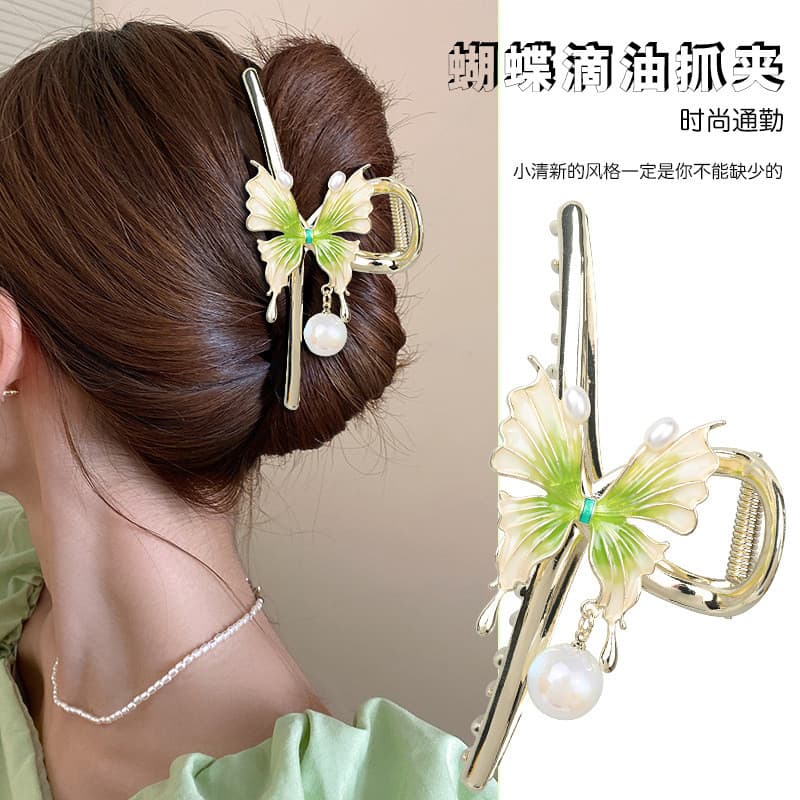 Presilha de cabelo coreana em formato de borboleta para cabelos volumosos, presilha elegante e requintada para mulheres,