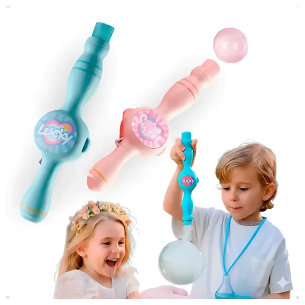 Brinquedo Varinha Mágica Máquina Bolha Sabão Fumaça Hibull Azul Celeste Com Luz Plástico Crianças 3 Anos