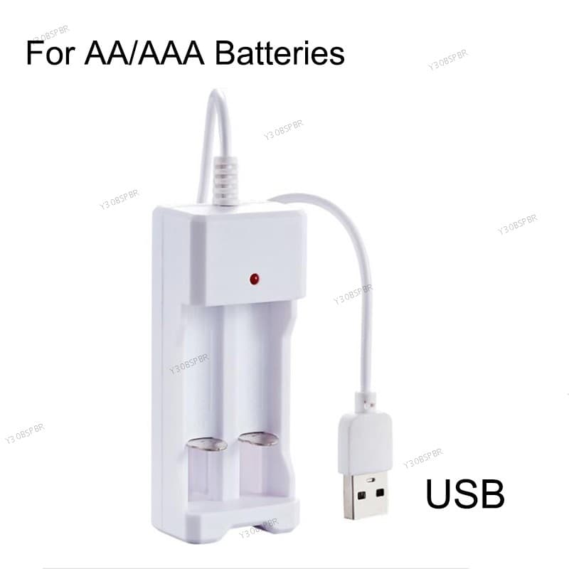 Carregador De Bateria Universal Com 2 Espaços , Plugue USB Para Baterias Recarregáveis AA/AAA , Acessórios De Carregamen