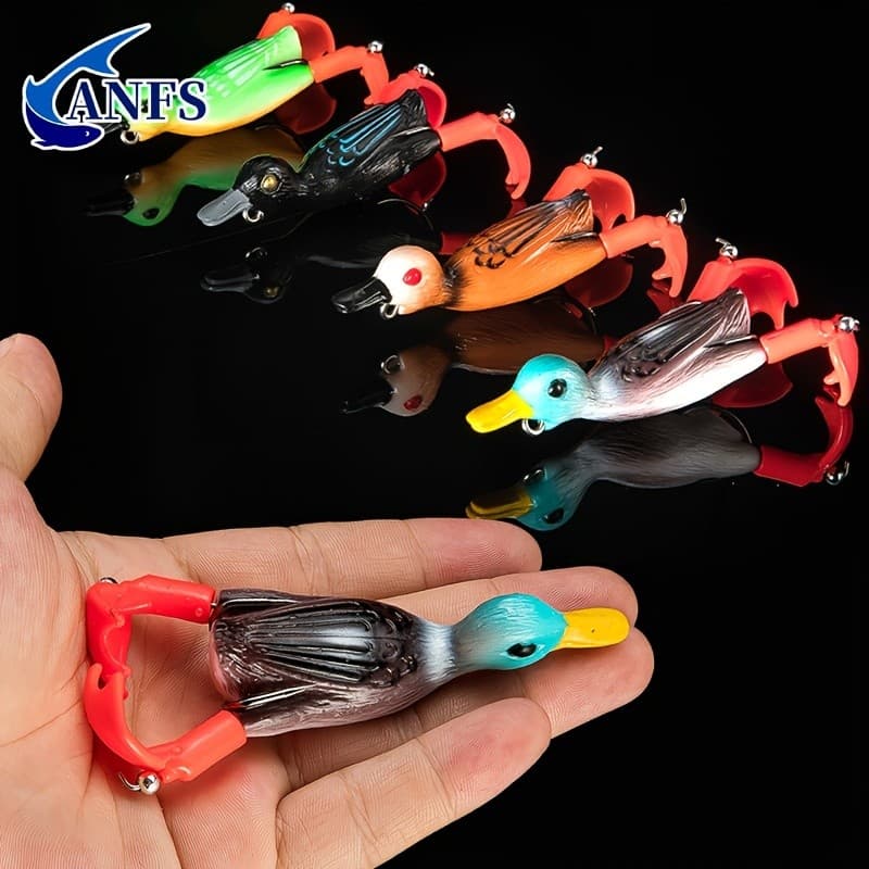 Isca de Pesca Macia com Perna Rotativa em Forma de Pato, Isca Artificial, Sapo, Isca de Pesca Incrível QISX