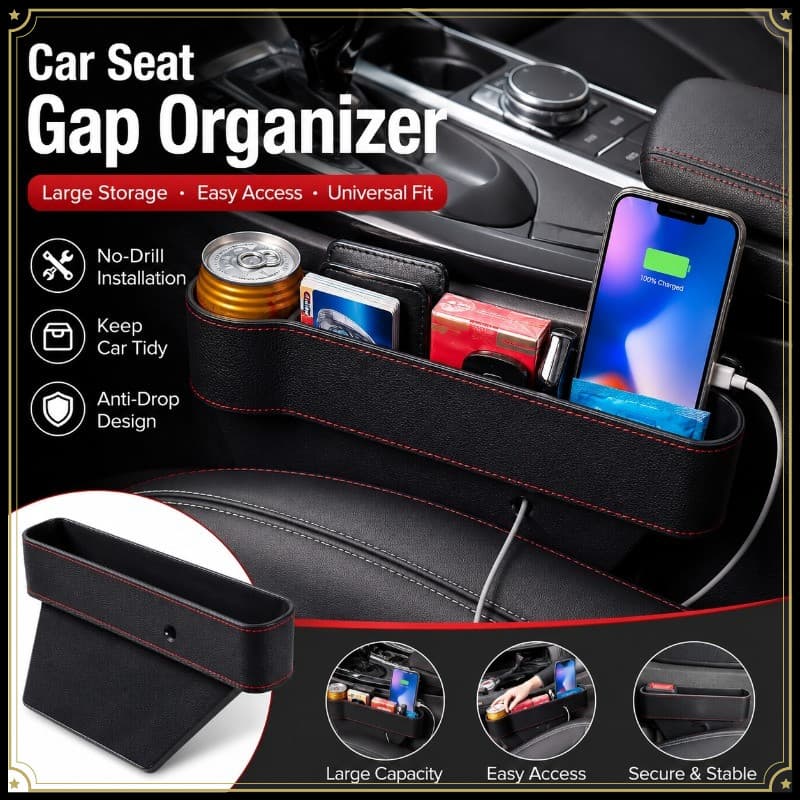Organizador Universal Para Assento De Carro , Console , Caixa De Armazenamento Lateral , Suporte De Copo De Telefone , A