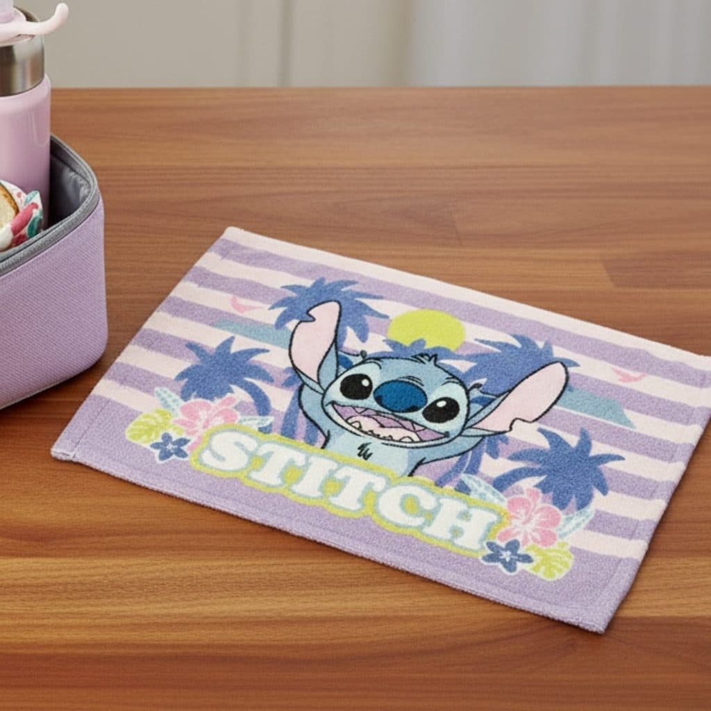 Toalha Lancheira Infantil Stitch 28×40 cm Listrado Floral