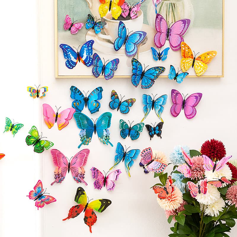 Borboleta adesivos de parede 3d tridimensional decoração de parede sala de estar quarto casamento Layout criativo fundo