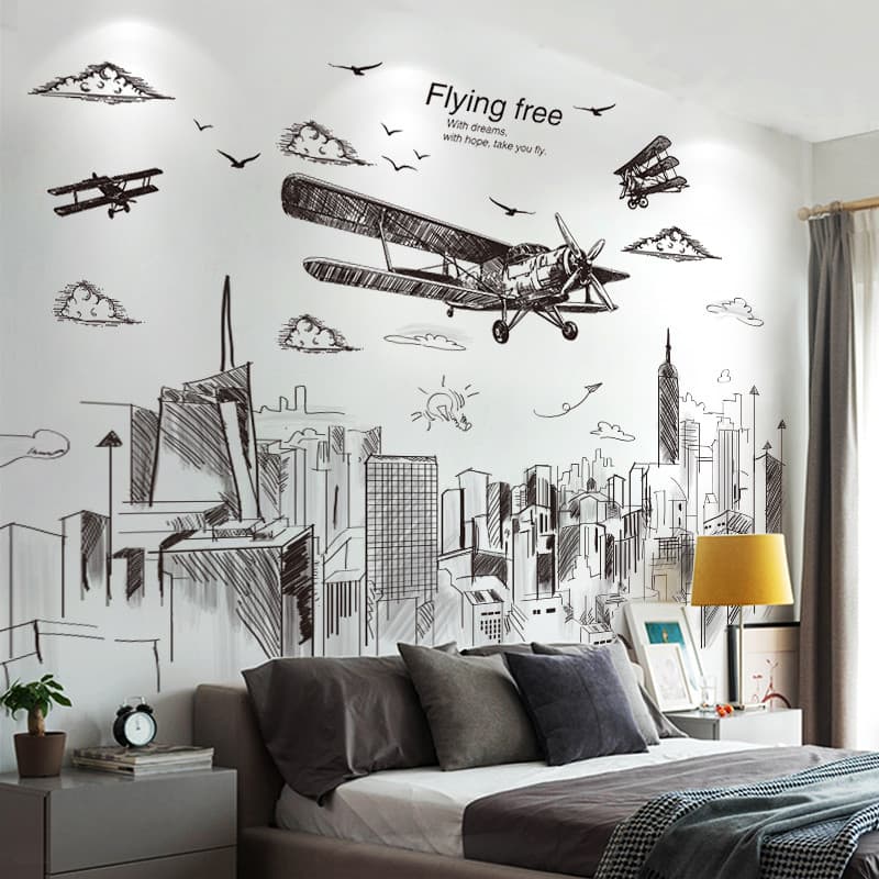 Poster adesivos quarto modificado dormitório papel de parede auto-adesivo decorações do quarto adesivos de parede estuda