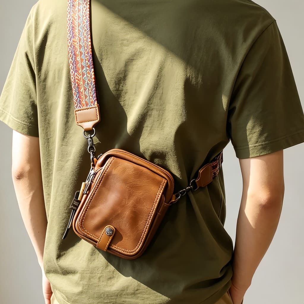 Retro alça de ombro larga pequena bolsa de ombro masculina Casual couro pu mensageiro bolsa pequena ao ar livre leve bol