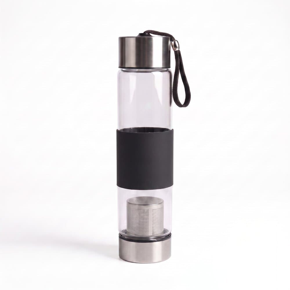 Garrafa de Vidro 450ml com Infusor em Aço Inox Para Chá Água Saborizada