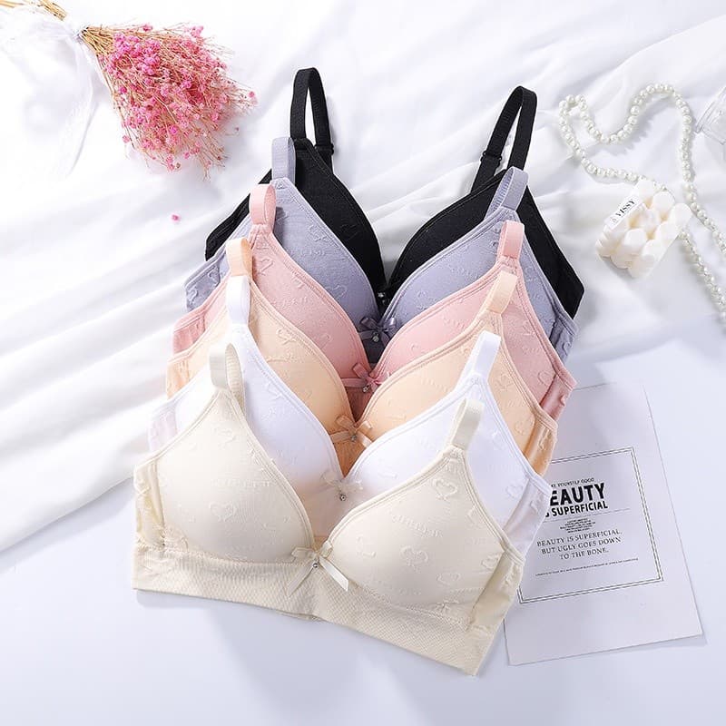 Sutiã estilo fino roupa interior sem fio feminino estudante menina estudante do ensino médio seios grandes olhar seios p