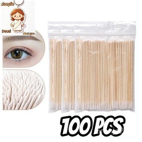 Kit 100 Palitos/Sobrancelhas De Micropigmentação De Henna De Limpeza De Algodão