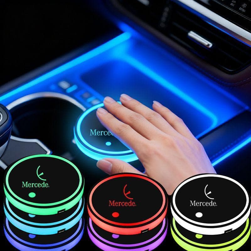 7 Cores Sensor de Movimento Porta-Copo LED para Carro Artigos Automotivos For Mercedes Benz Classe A C E GLA GLC